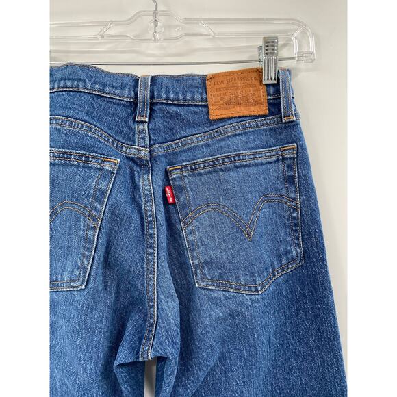 Levi's Wedgie Straight Leg Fit High Rise Denim Blue Jeans Size 24 - Picture 4 of 9